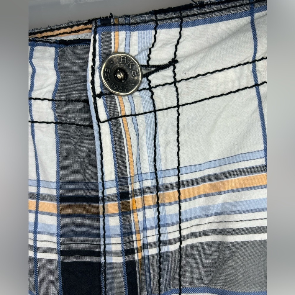 NWOT BKE Bellaire Athletic Fit Plaid Cargo Shorts Men’s 34x23 - Picture 11 of 15